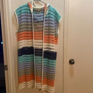 POL Knit Hooded sleeveless cardigan duster size M